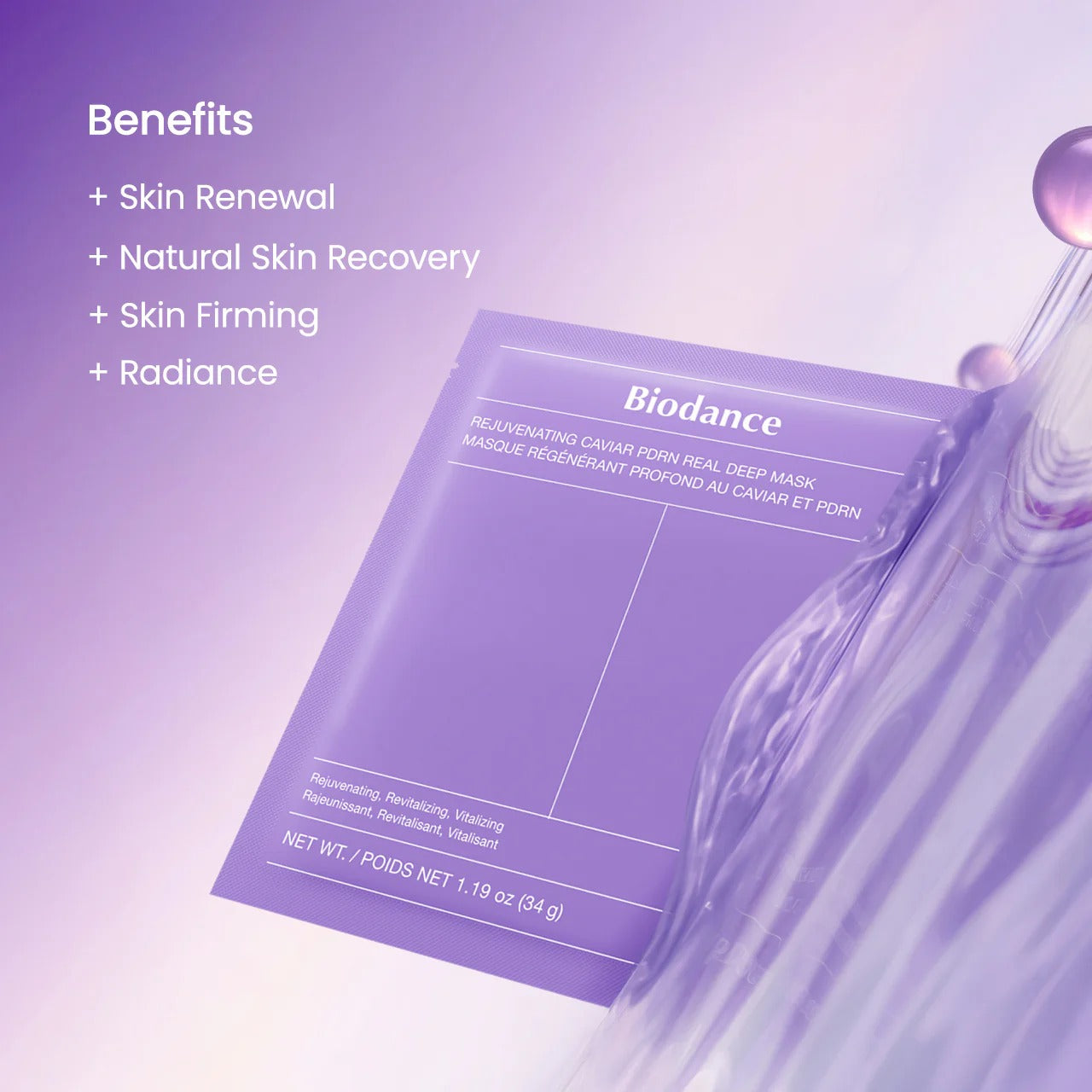 BIODANCE Rejuvenating Caviar PDRN Real Deep Mask, Overnight Hydrogel Mask, Skin Firming, Radiance, Enhancing Skin Recovery, Korean Skin Care, Valentines Day Gifts for Her